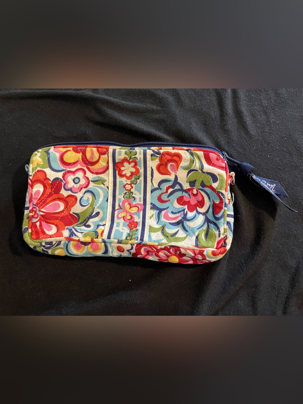 Vera Bradley Floral Quilted Wristlet in Red Pink Blue Green